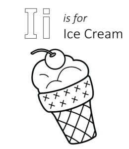 I is for Ice cream  Printable  for kids
