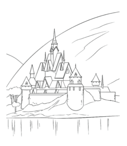 Frozen movie Ice castle coloring page for kids
