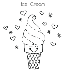 Ice Cream Coloring Page 1 for kids