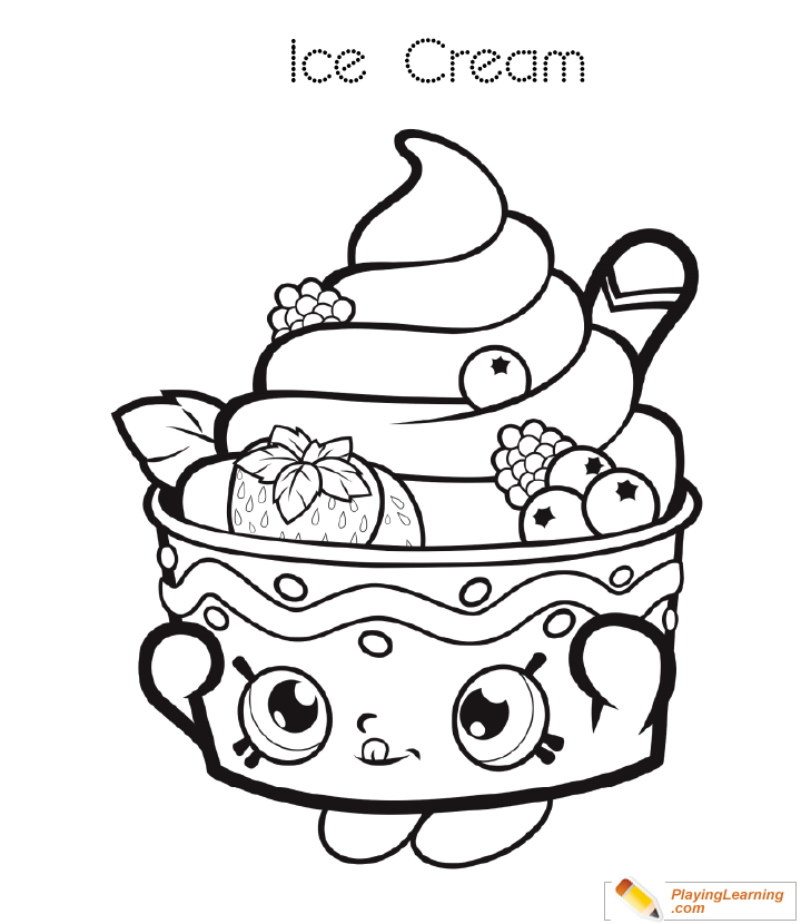 Ice Cream Cup Coloring Page  for kids