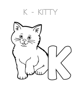 Alphabet Coloring Page - K is for Kitty  for kids