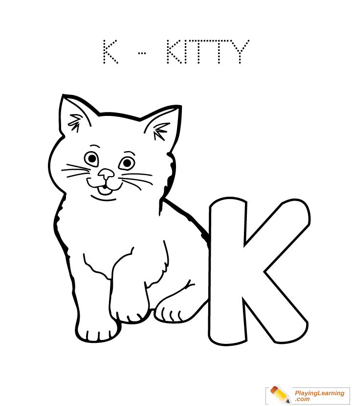 K Is For Kitty Coloring Page for kids