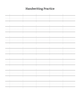 Blank Handwriting Practice Sheet with Guidelines for kids