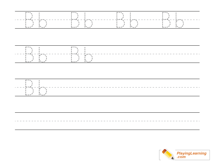 Kindergarten Handwriting Practice Letter B for kids