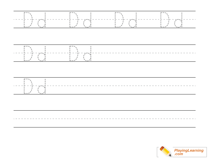 Kindergarten Handwriting Practice Letter D for kids