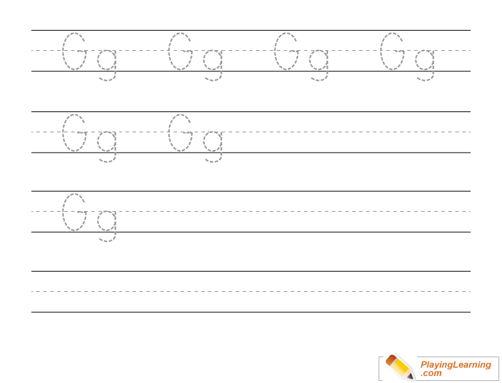 Kindergarten Handwriting Practice Letter G for kids