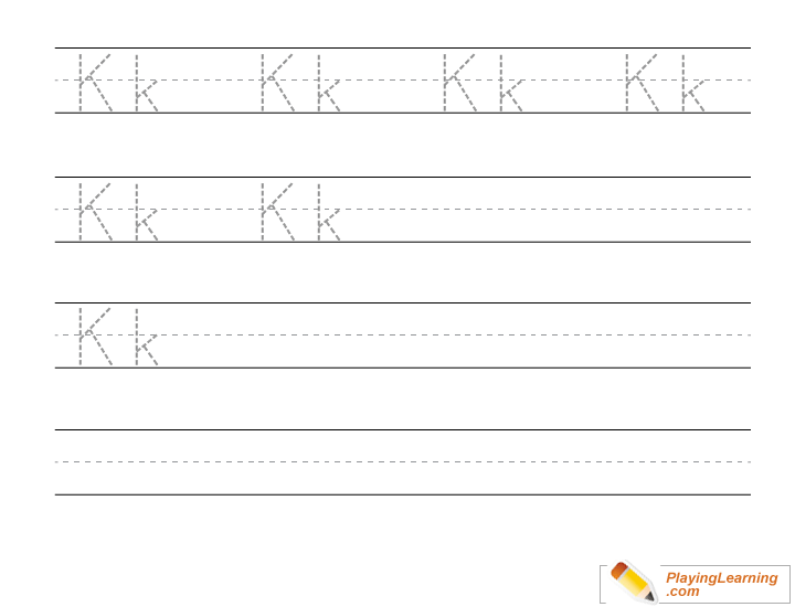 Kindergarten Handwriting Practice Letter K for kids