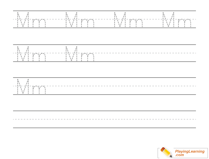 Kindergarten Handwriting Practice Letter M for kids