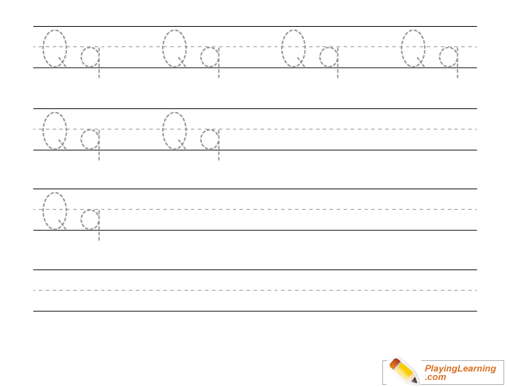 Kindergarten Handwriting Practice Letter Q for kids