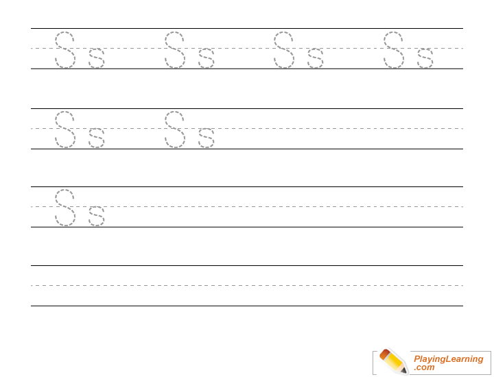 Kindergarten Handwriting Practice Letter S for kids