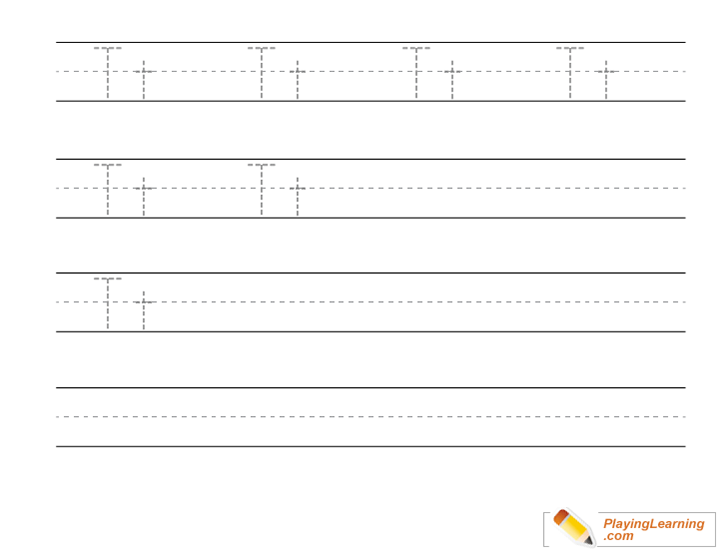 Kindergarten Handwriting Practice Letter T for kids