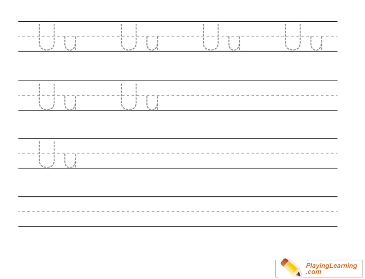 Kindergarten Handwriting Practice Letter U for kids