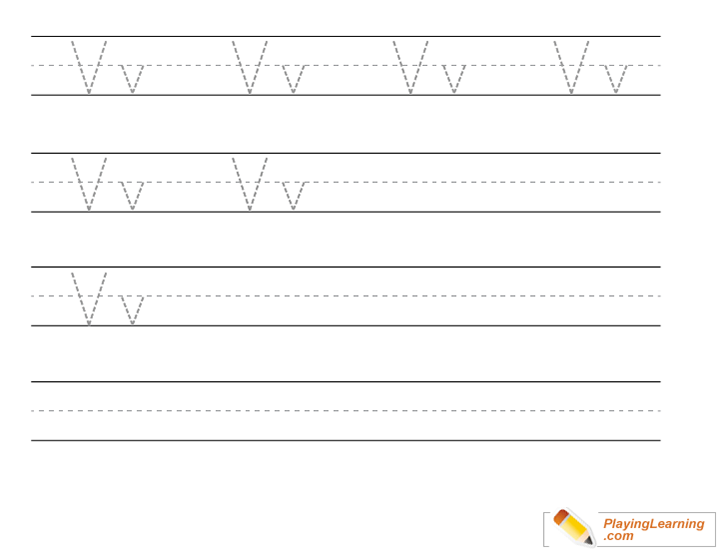 Kindergarten Handwriting Practice Letter V for kids