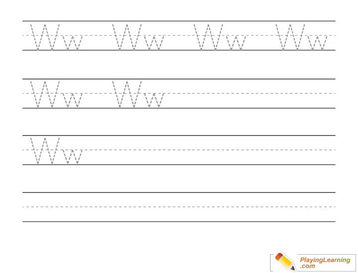 Kindergarten Handwriting Practice Letter W for kids