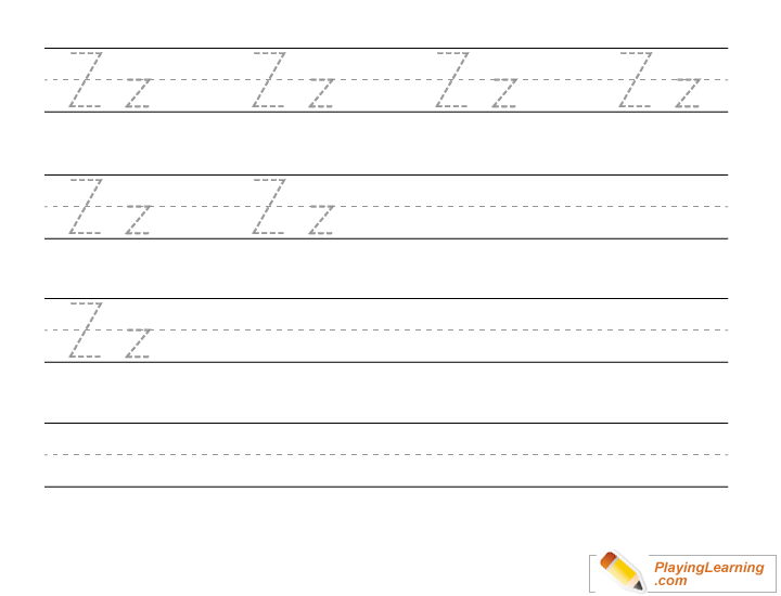 Kindergarten Handwriting Practice Letter Z for kids