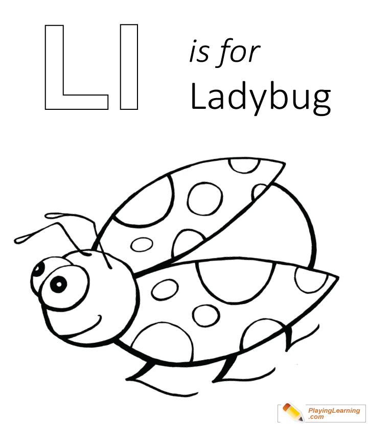 L Is For Lady Bug Coloring Page for kids