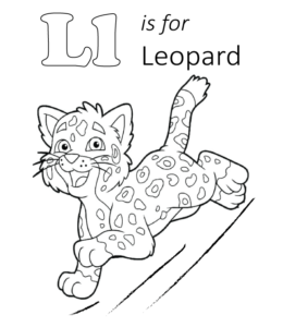 L is for Leopart coloring page  for kids