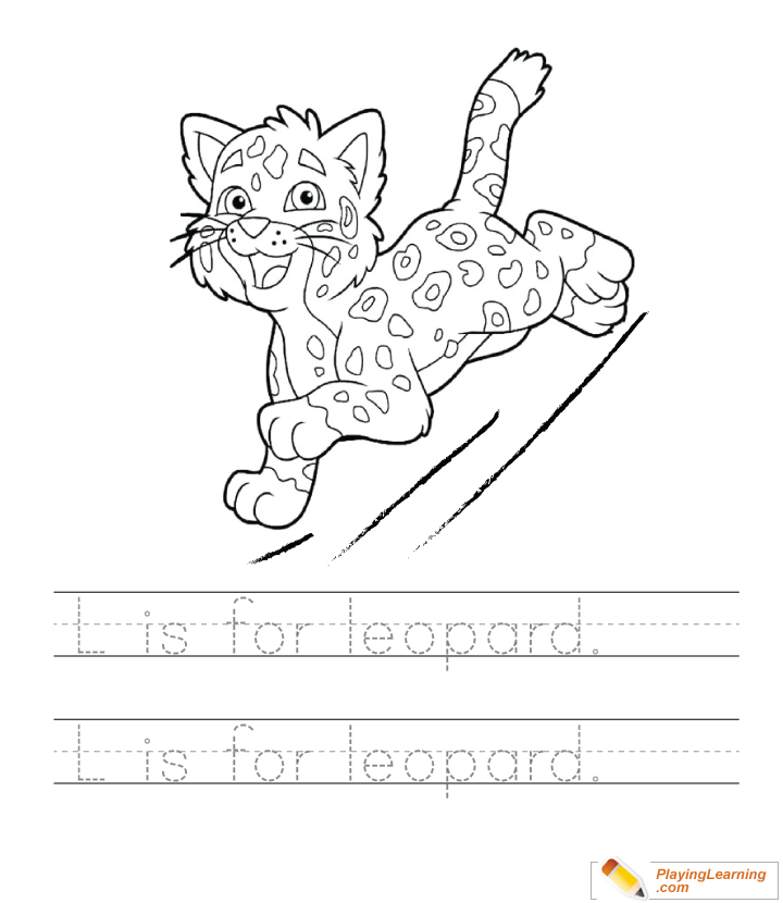 L Is For Leopard Writing Practice Sheet  for kids