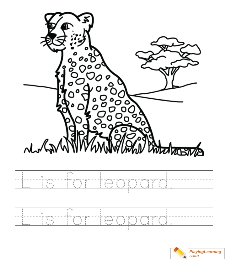 L Is For Leopard Writing Practice Sheet  for kids