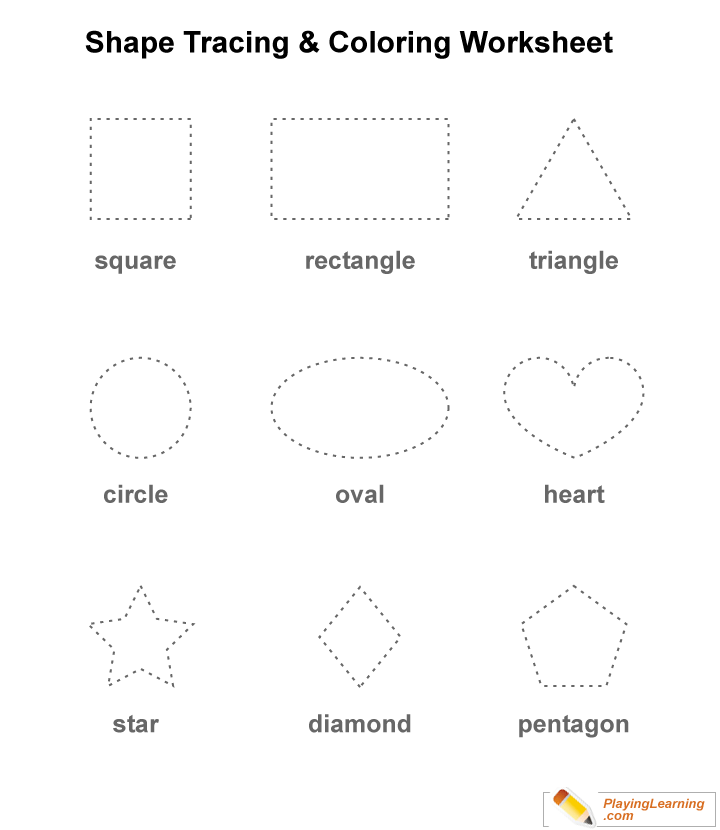 Learning Shapes Tracing Worksheet 01 for kids