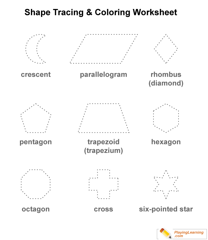 Learning Shapes Tracing Worksheet 02 for kids