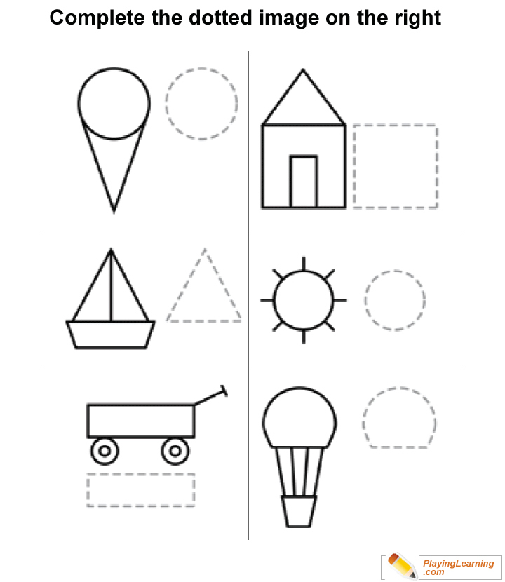 Learning Shapes Tracing Worksheet 03 for kids