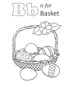 Letter B is for Basket coloring printable  for kids