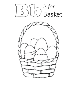 Letter B is for Basket coloring  printable  for kids