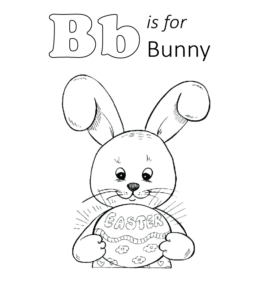 Letter B is for Bunny coloring printable  for kids