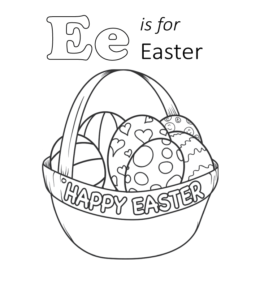 Letter E is for Easter coloring printable  for kids