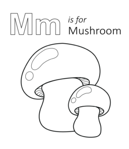 M is for Mushroom Printable  for kids