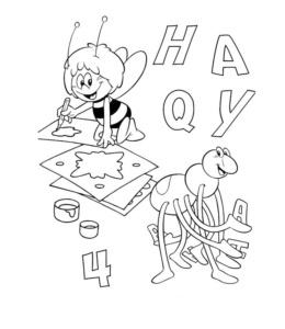 Maya The Bee Movie Coloring Page for kids