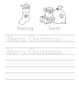 Merry Christmas writing practice sheet  for kids