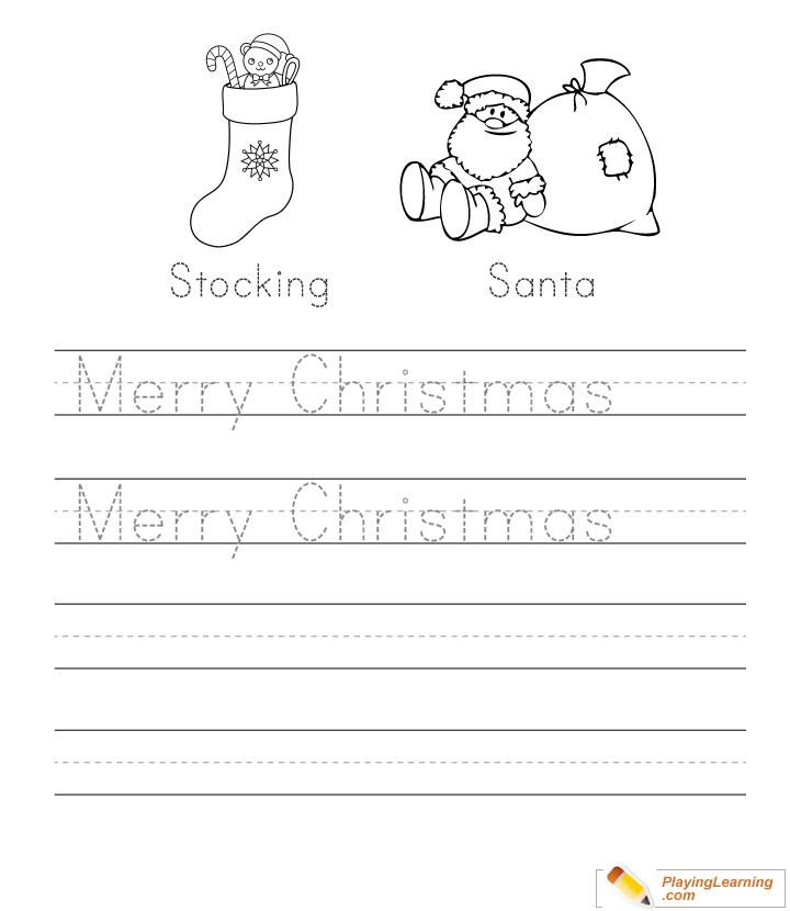 Merry Christmas Writing Worksheet  for kids