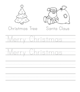 Merry Christmas writing practice sheet  for kids