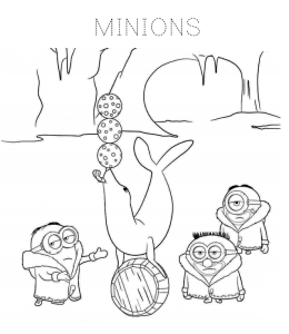 Minions in Snow Coloring Page for kids