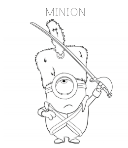 Stuart The Minion in Royal Guard Outfit Coloring Page for kids