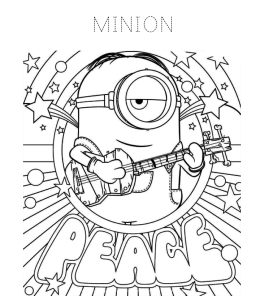 Stuart The Minion Playing Music Coloring Page for kids