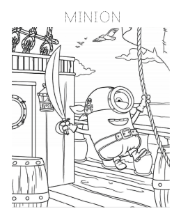 Stuart The Minion on a Boat Coloring Page for kids