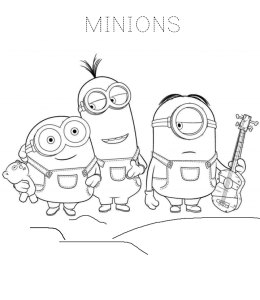 Bob, Stuart & Kevin The Minion Coloring Page for kids