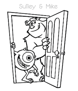 Monsters Inc Character Sulley & Mike Wazowski coloring page for kids