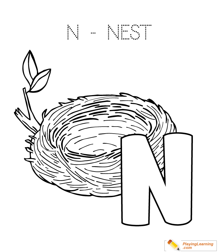 N Is For Nest Coloring Page for kids
