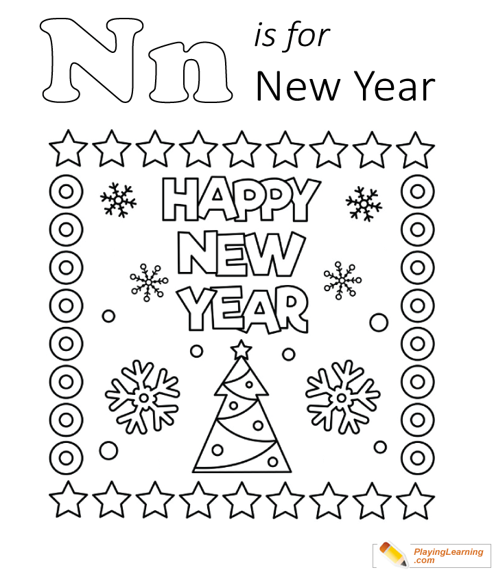 N Is For New Year Coloring Page  for kids