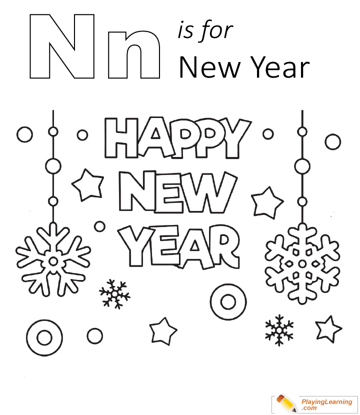 N Is For New Year Coloring Page  for kids