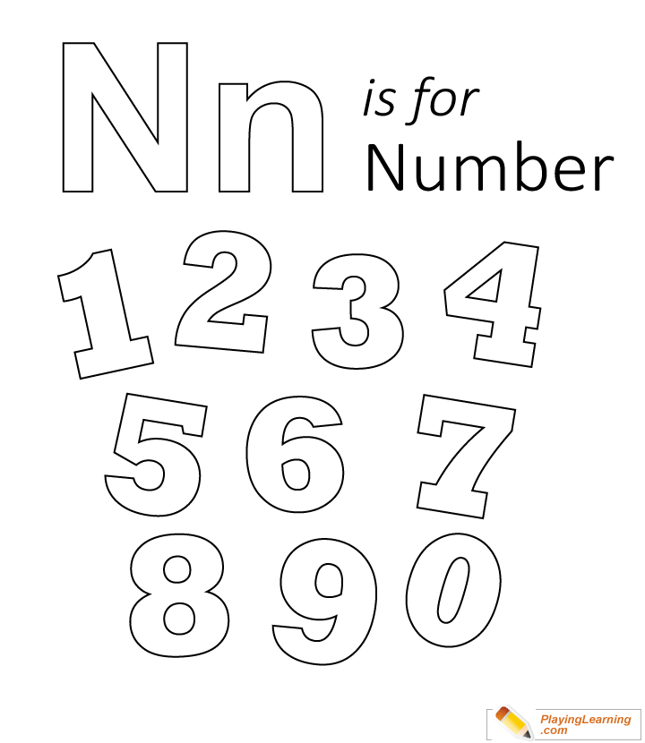 N Is For Number Coloring Page for kids