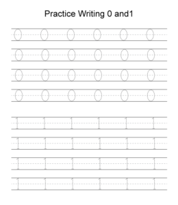 Number tracing worksheet 0 and 1 for kids