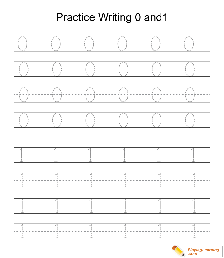 Number 0 And 1 Writing Worksheet for kids