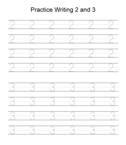 Number tracing worksheet 2 and 3 for kids