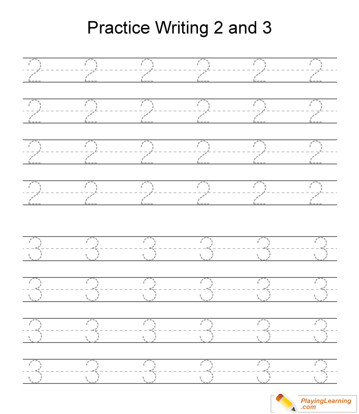 Number 2 And 3 Writing Worksheet for kids
