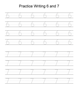Number tracing worksheet 6 and 7 for kids